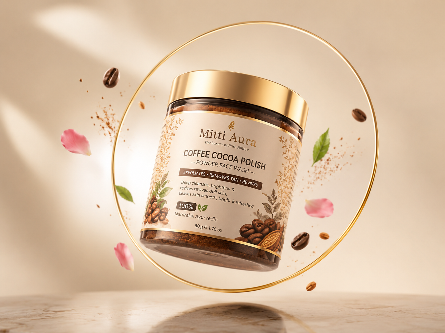 Mitti Aura premium Coffee Cocoa Polish product visual